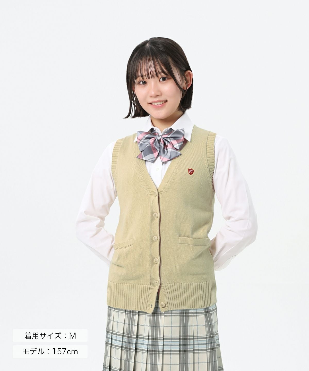 綿アクリル前開きベスト(パステルグレー) ARCV-3013-03 | 原宿発の制服