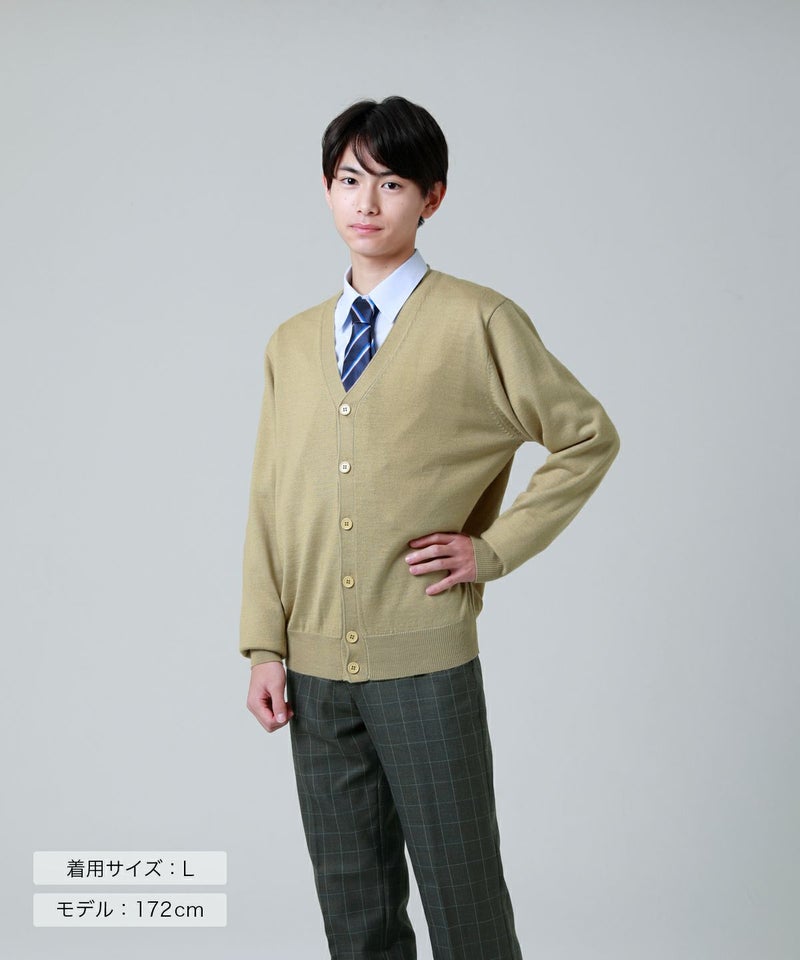 無地ウール混カーディガン(ベージュ) ARCPCC-2011MEN-05 | 原宿発の 