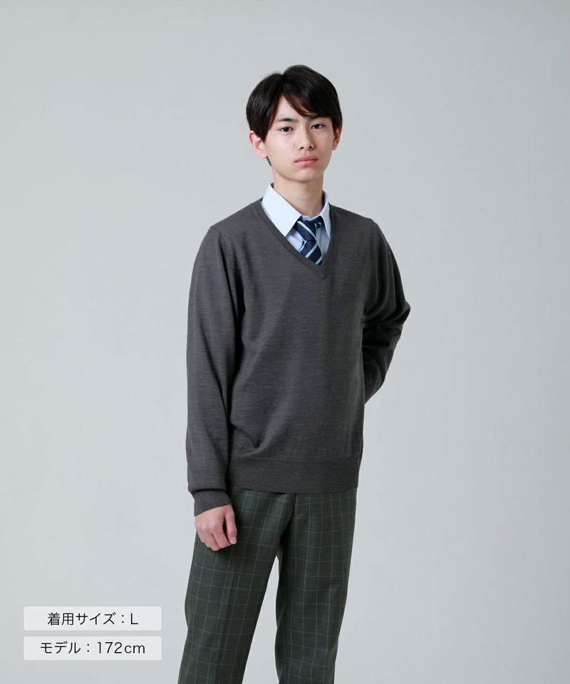 無地ウール混セーター(グレー) ARCPSW-2011MEN-04 | 原宿発の制服 