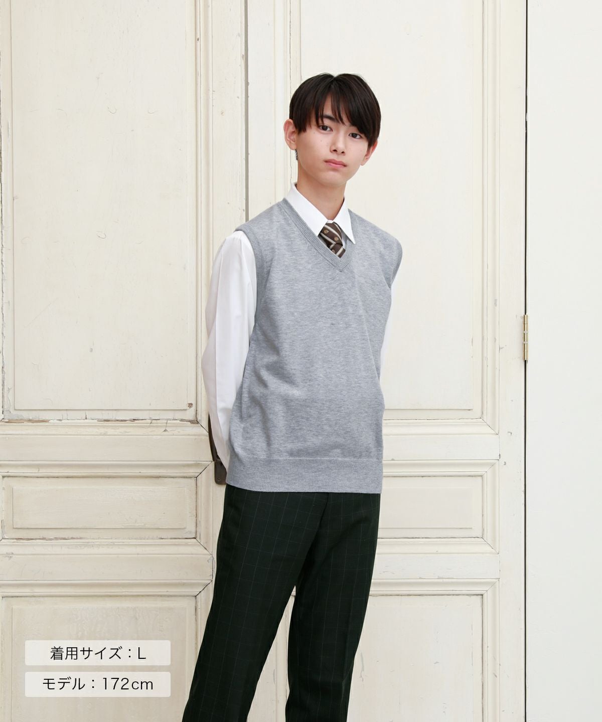 無地コットンベスト(グレー) ARCPV-1011-04-men | 原宿発の制服