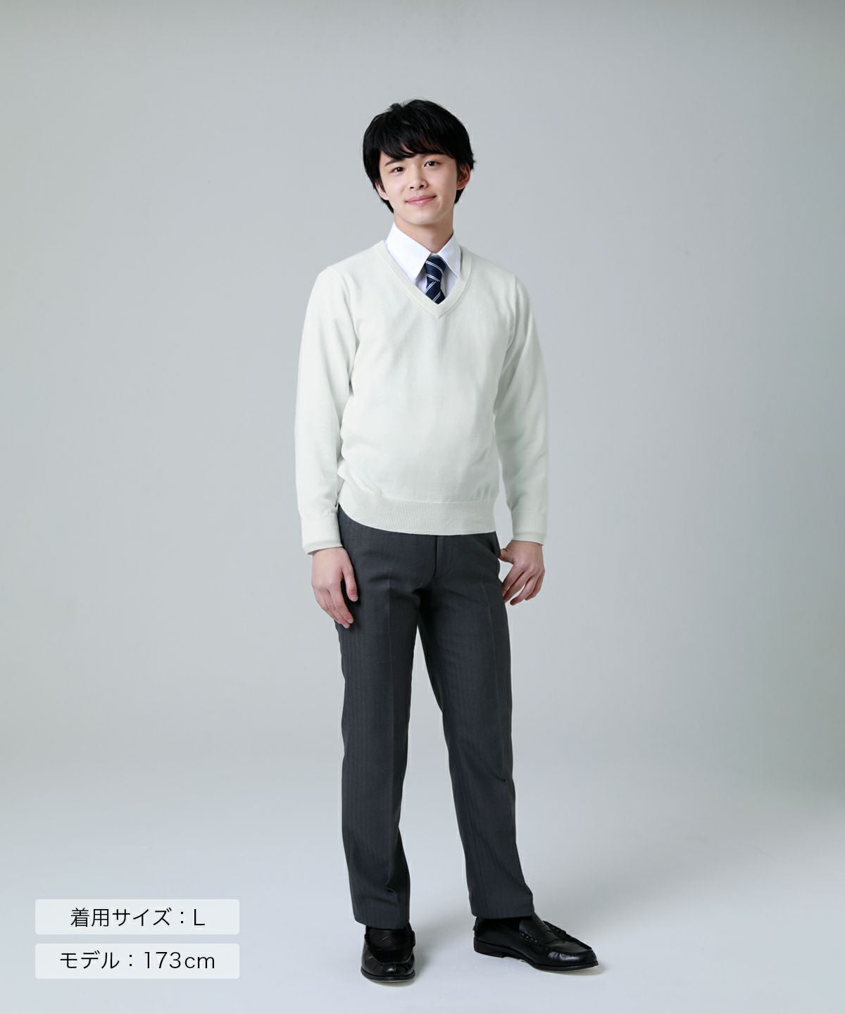無地コットンセーター(ホワイト) ARCPSW-1011-07-men | 原宿発の制服